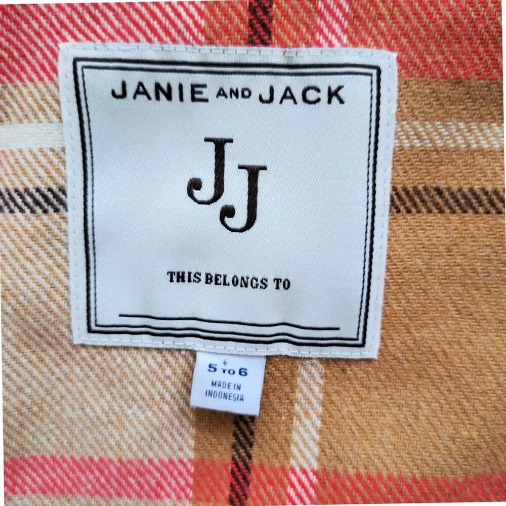 JANIE and JACK Plaid Cape Horse Trail Girls Size 5/6 Coral Camel Tan Fall Poncho